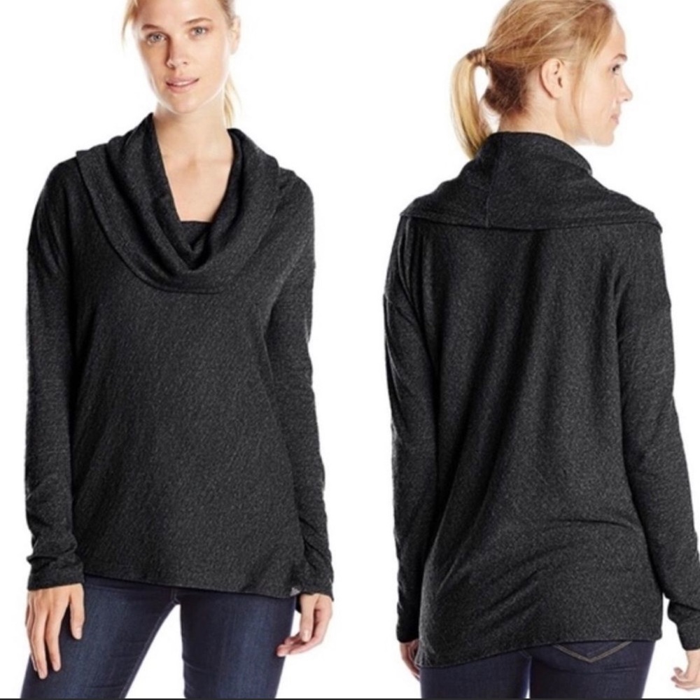 Prana Cowl Neck Heather Black Sweatshirt